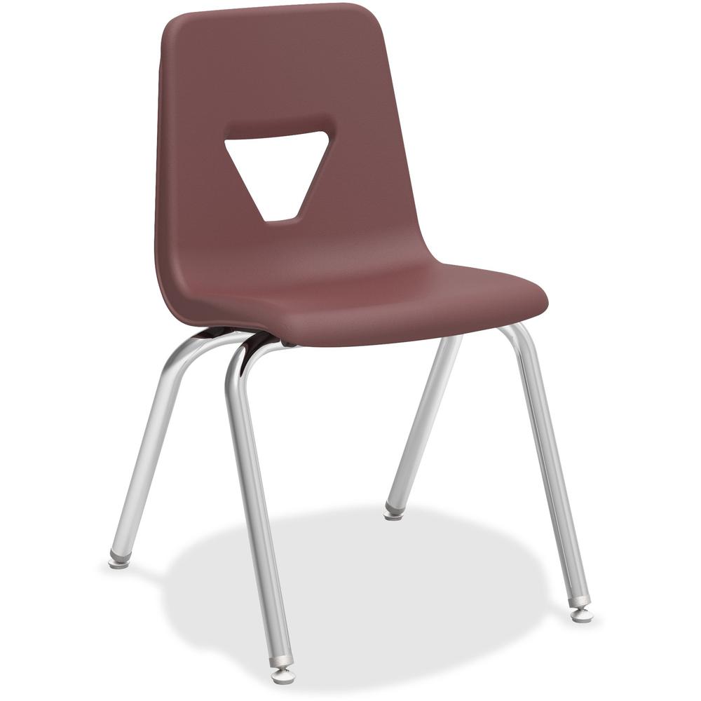 Lorell 18" Seat-height Student Stack Chairs - Four-legged Base - Burgundy - Polypropylene - 4 / Carton. Picture 1