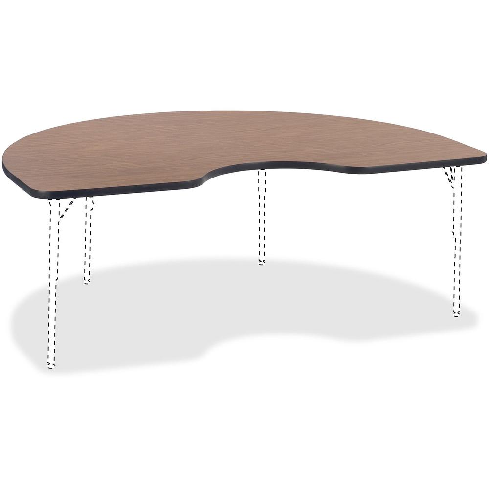 Lorell Medium Oak Kidney Shaped Activity Tabletop - High Pressure Laminate (HPL) Kidney-shaped, Medium Oak Top - 72" Table Top Width x 48" Table Top Depth x 1.13" Table Top Thickness. The main picture.