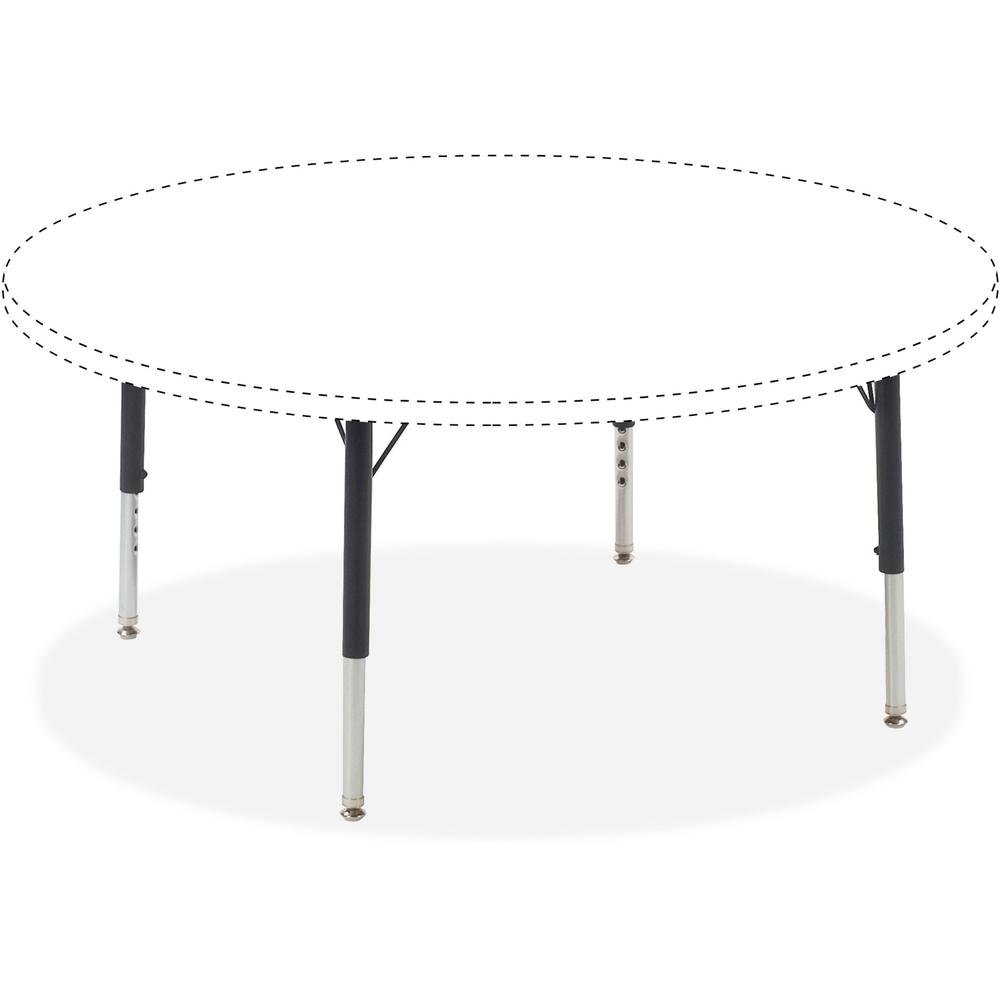 Lorell Activity Table Height-Adjustable Leg Kit - 17" to 25"H - 25" Length x 1.1" Diameter - Black, Chrome. Picture 1