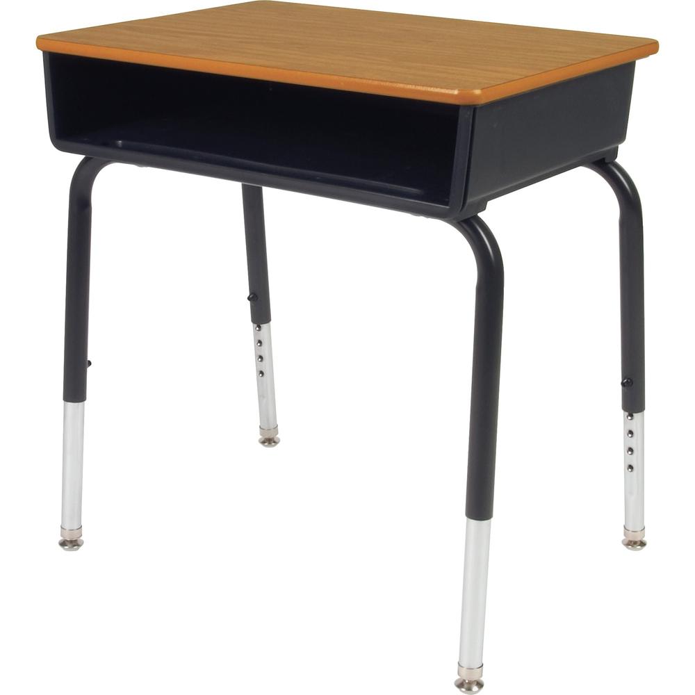 Lorell Adjustable-Height Student Desks with Book Box - For - Table TopMedium Oak Rectangle Top - Adjustable Height - 22" to 30" Adjustment x 18" Table Top Width x 24" Table Top Depth - 30" Height - As. Picture 1