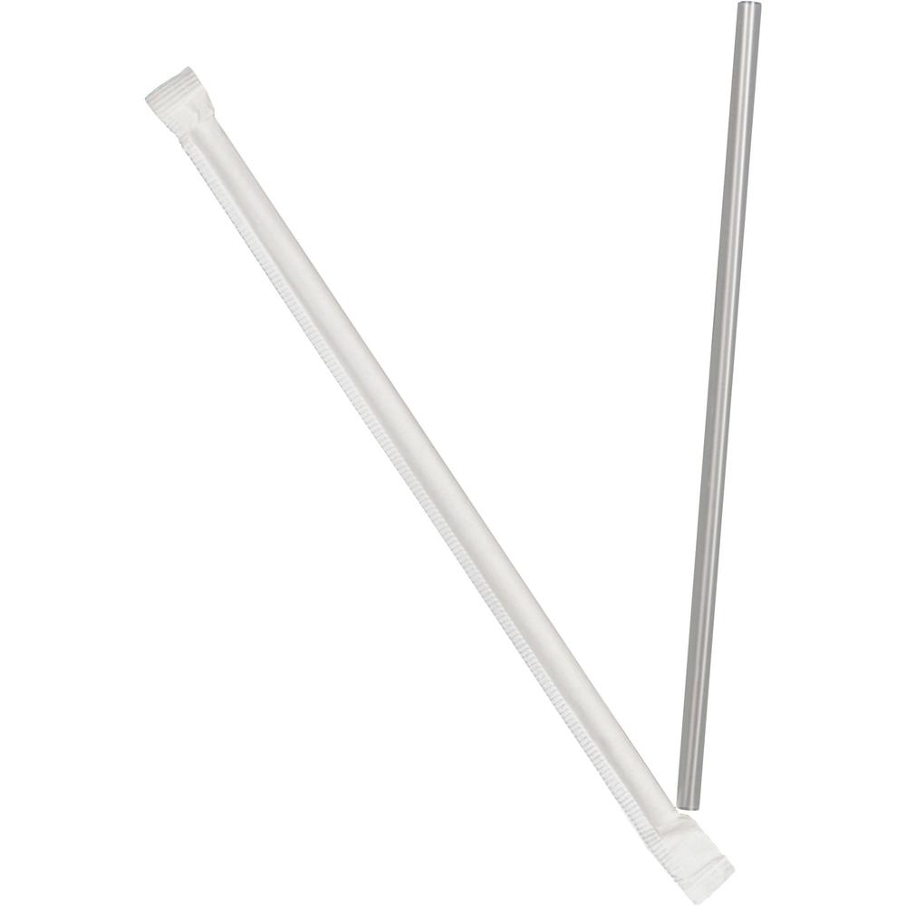 Dixie Jumbo Wrapped Straws by GP Pro - 7.5" Length - Plastic - 500 Straws/Box - 2000 / Carton - Clear, Translucent. Picture 1