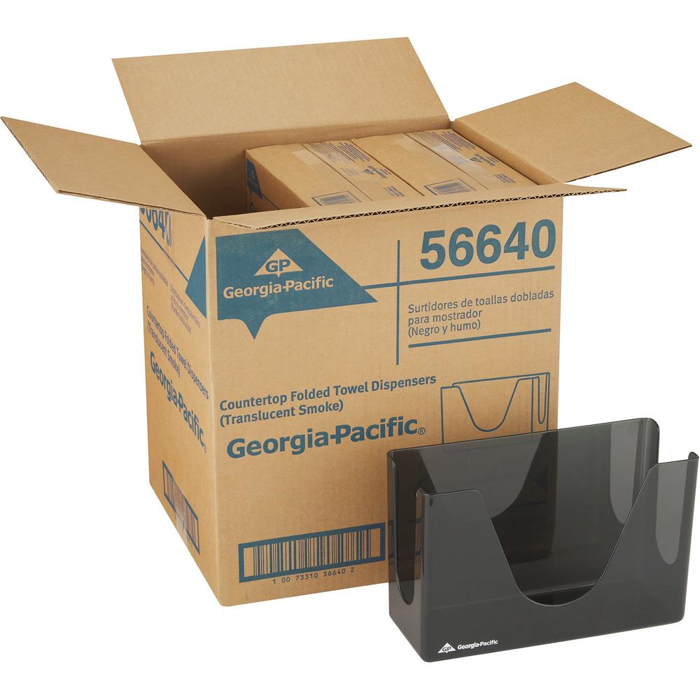 Georgia-Pacific Countertop C-Fold/M-Fold Paper Towel Dispenser - C Fold, Multifold Dispenser - 7" Height x 11" Width x 4.4" Depth - Plastic - Smoke - Durable, Washable - 6 / Carton. Picture 1