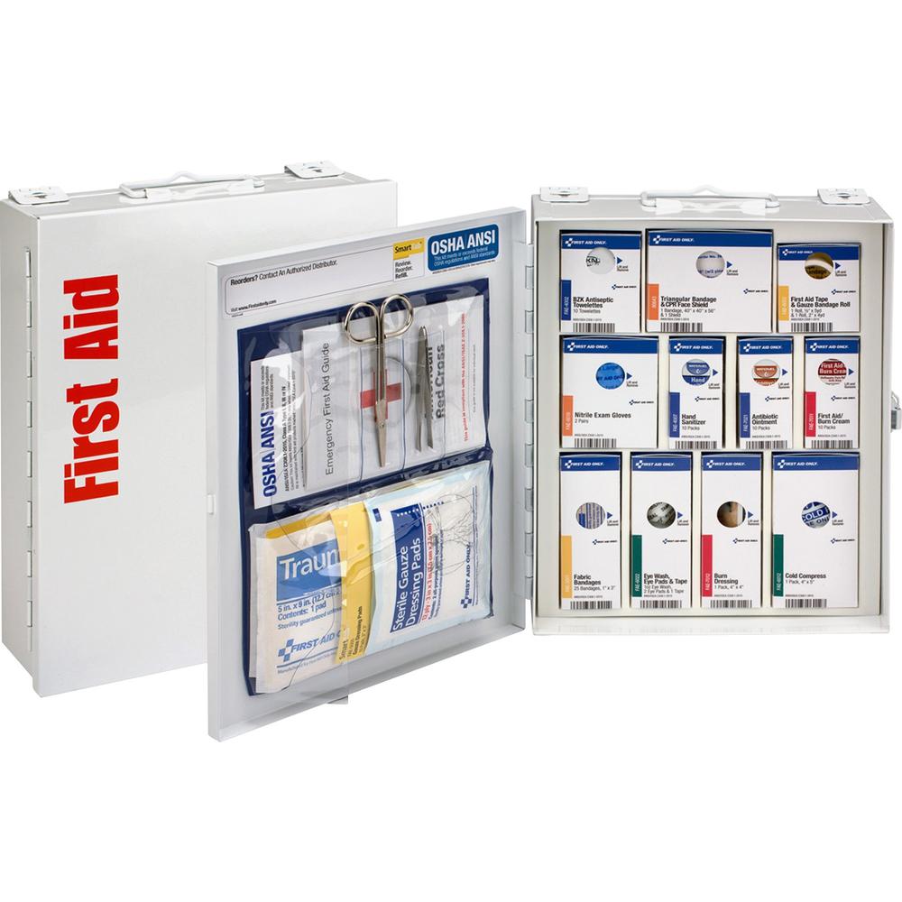 First Aid Only Class A SC First Aid Cabinet - Carrying Handle, Wall Mountable, Portable - White - Steel. Picture 1