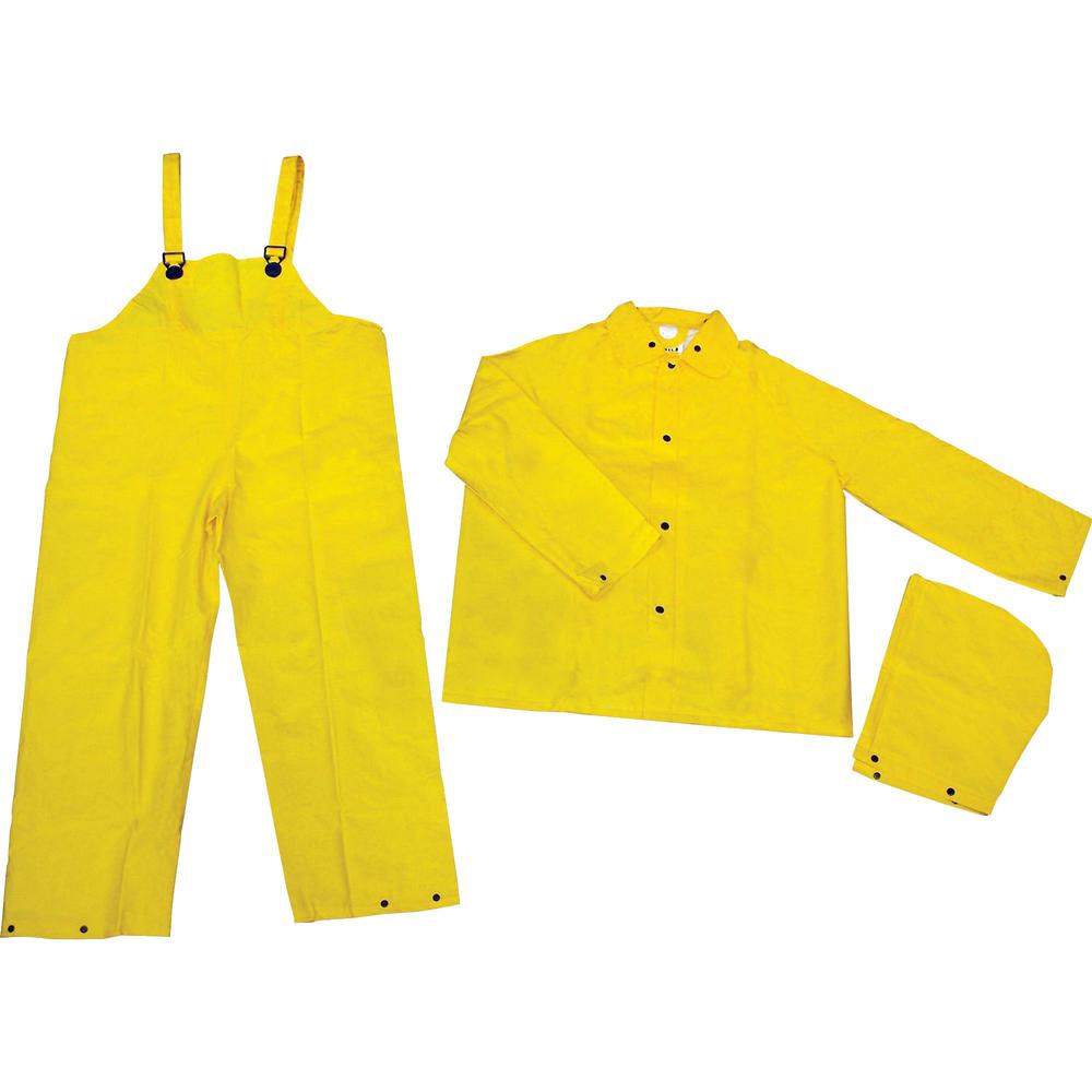 River City Three-piece Rainsuit - Recommended for: Agriculture, Construction, Transportation, Sanitation, Carpentry, Landscaping - Large Size - Water Protection - Snap Closure - Polyester, Polyvinyl C. Picture 1