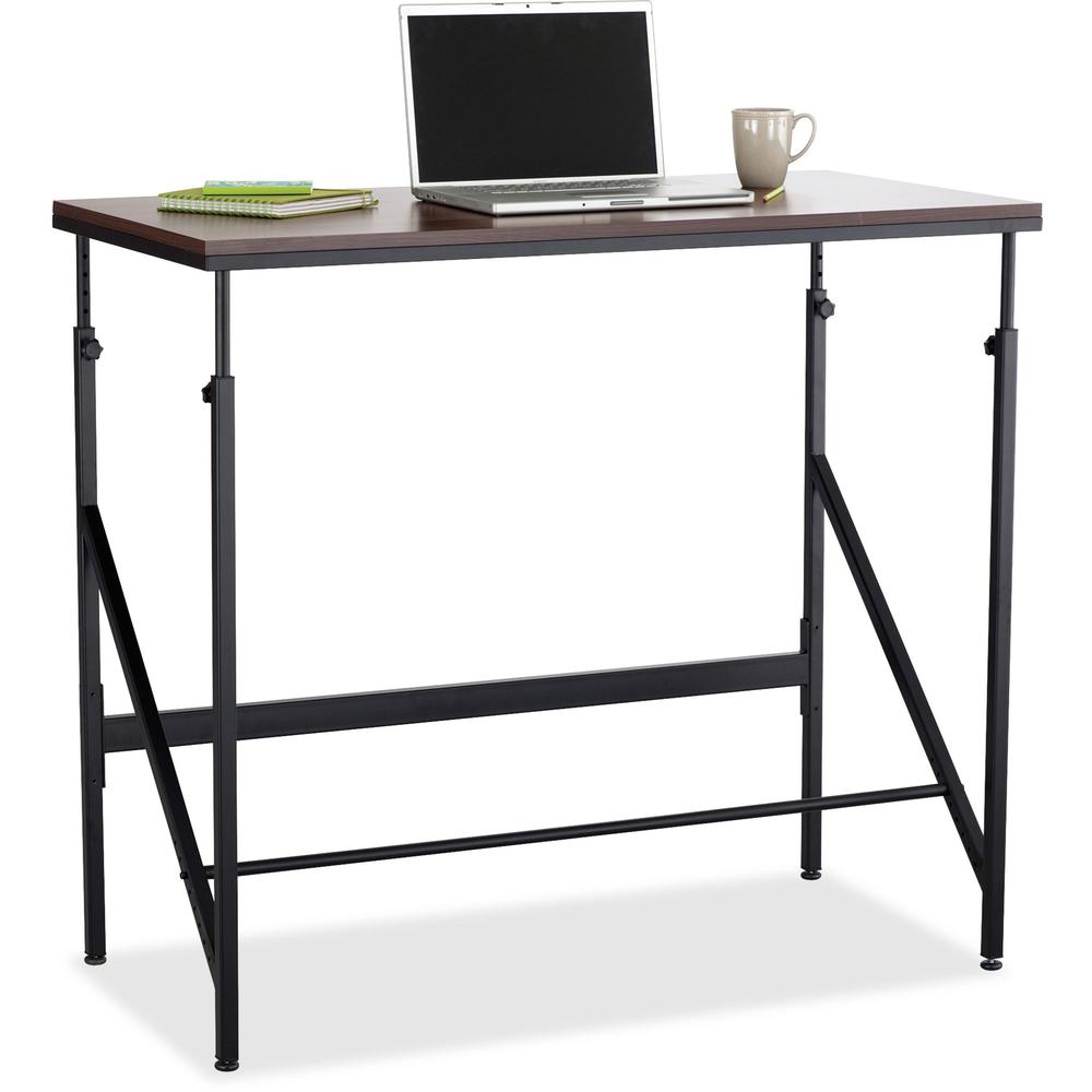 Safco Laminate Tabletop Standing-Height Desk - For - Table TopMelamine Laminate Rectangle, Walnut Top - Powder Coated Base - Adjustable Height - 38" to 50" Adjustment x 48" Table Top Width x 24" Table. Picture 1