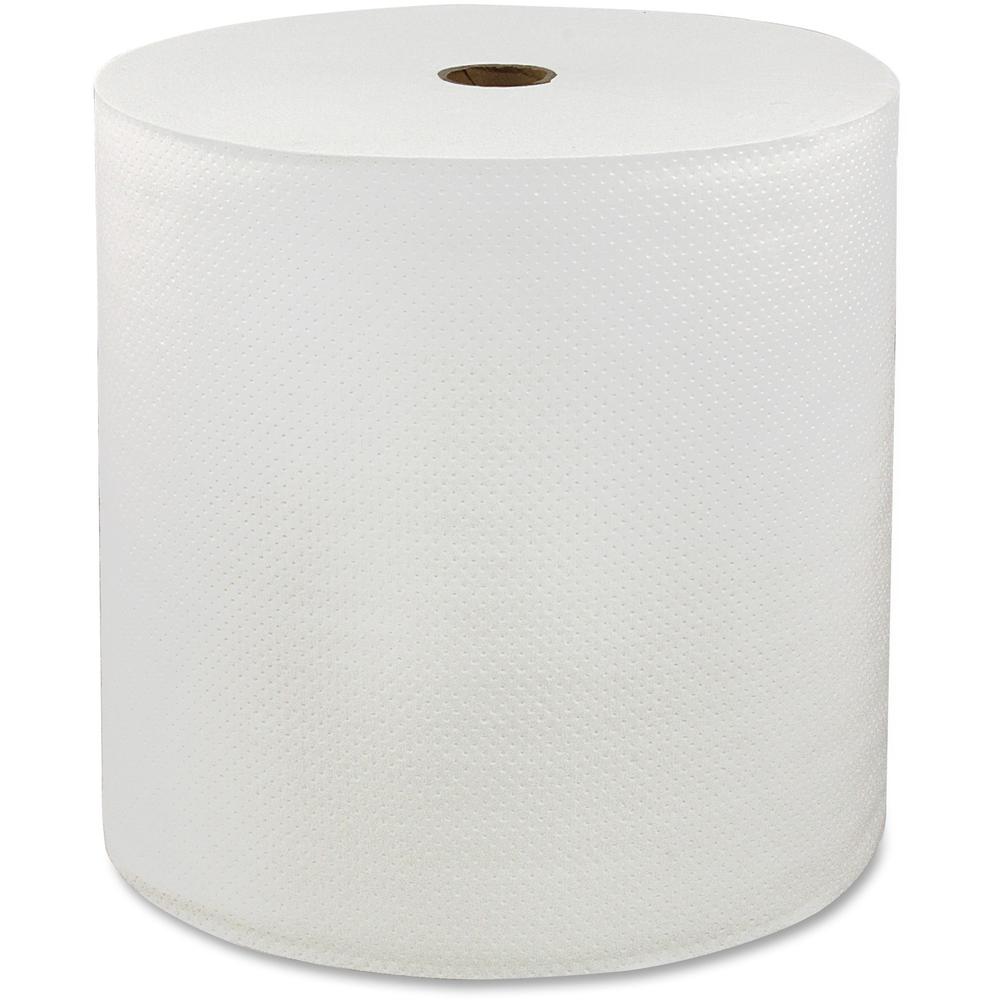 LoCor Paper Hardwound Roll Towels - 1 Ply - 7" x 850 ft - White - Embossed, Absorbent, Soft - For Restroom, Washroom - 6 Rolls Per Carton - 6 / Carton. Picture 1