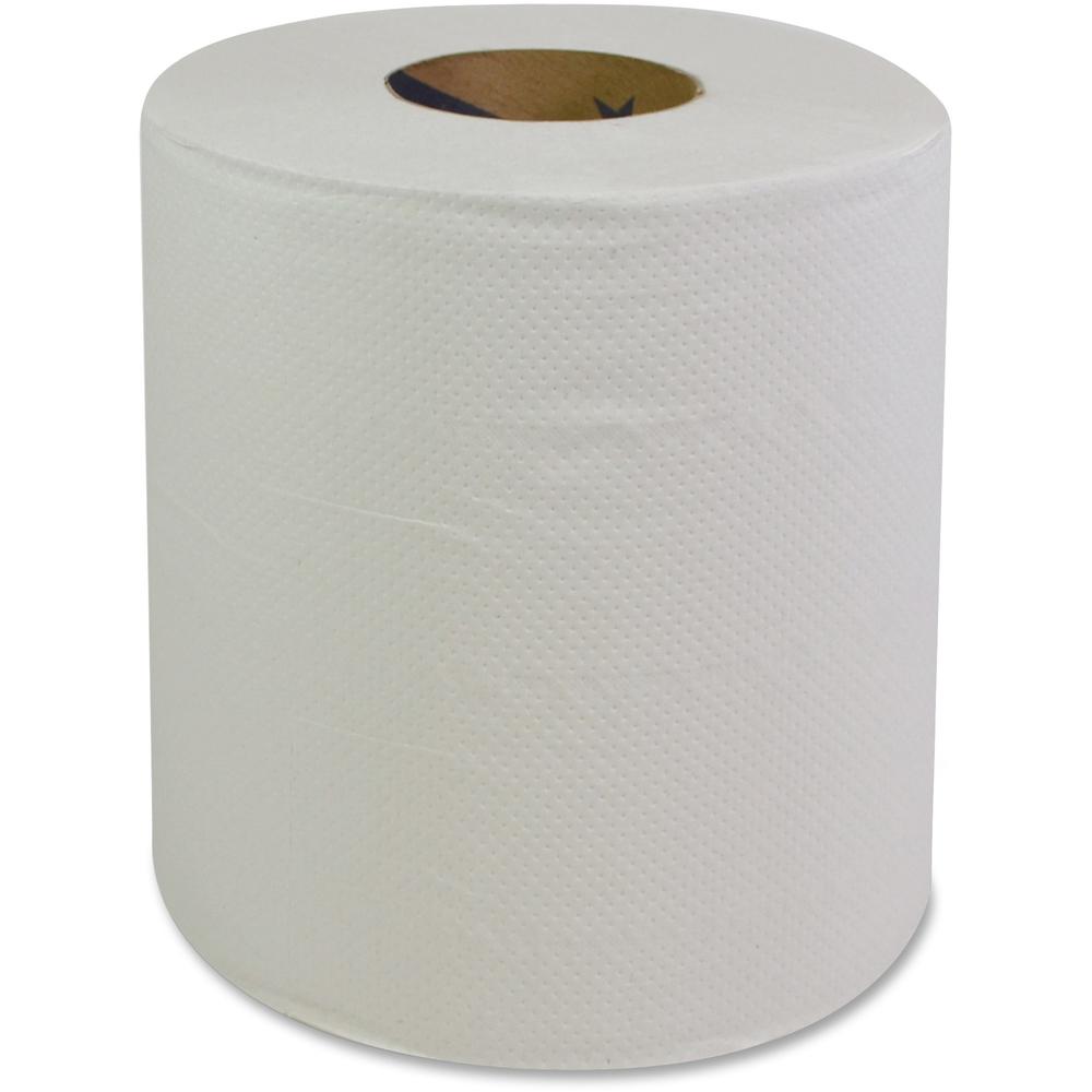 GCN Center Pull Dispenser Paper Towels - 2 Ply - 360 Sheets/Roll - White - Perforated, Center Pull, Absorbent, Strong, Hygienic - For Restroom, Kitchen, Healthcare, Food Service Per Pack - 6 / Carton. Picture 1
