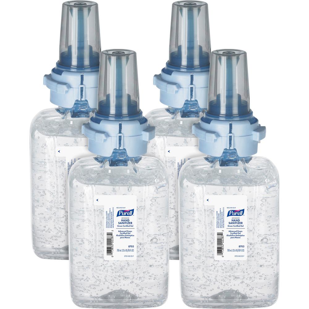 PURELL&reg; Hand Sanitizer Gel Refill - Fragrance-free Scent - 23.7 fl oz (700 mL) - Push Pump Dispenser - Kill Germs - Hand - Moisturizing - Clear - Bio-based - 4 / Carton. Picture 1