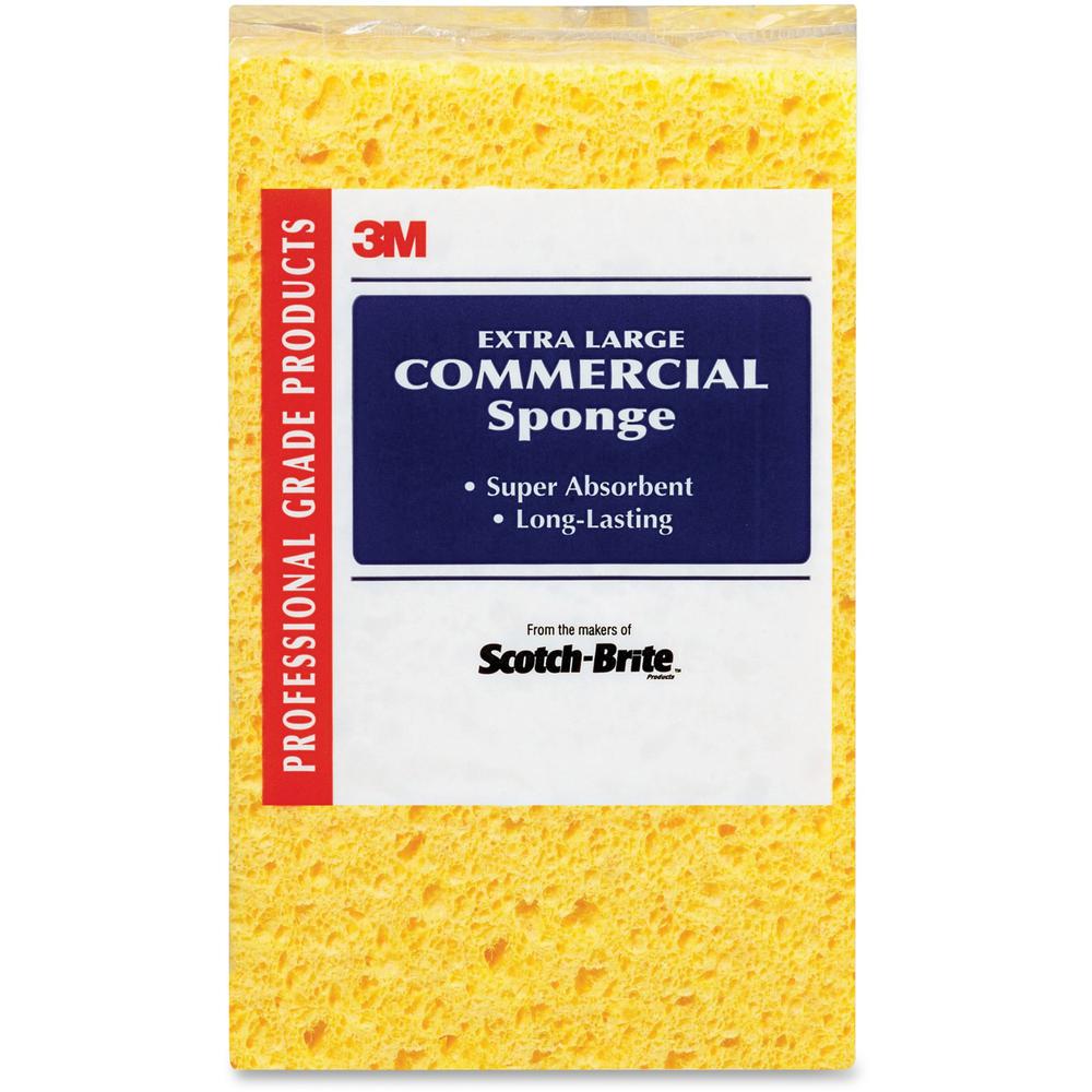 Scotch-Brite Extra-Large Commercial Sponge - 24/Carton - Cellulose - Yellow. Picture 1