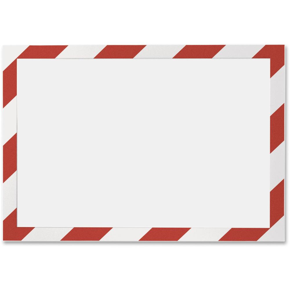 DURABLE&reg; DURAFRAME&reg; SECURITY Self-Adhesive Magnetic Letter Sign Holder - Holds Letter-Size 8-1/2" x 11" , Red/White, 2 Pack. Picture 1