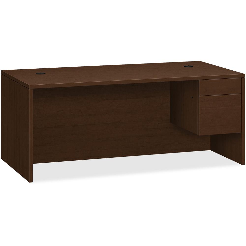 HON 10500 Series Mocha Laminate Furniture Components - 2-Drawer - 72" x 29.5" x 36"Desk, 72" x 36"Work Surface, 1" Edge - 2 x Box Drawer(s), File Drawer(s) - Single Pedestal on Right Side - Square Edg. Picture 1