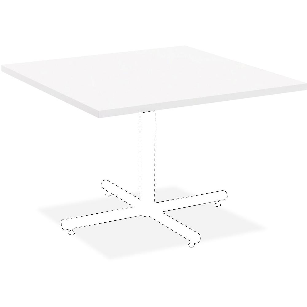 Lorell Hospitality Collection Tabletop - High Pressure Laminate (HPL) Square, White Top - 36" Table Top Width x 36" Table Top Depth x 1" Table Top Thickness - Assembly Required - Thermofused Laminate . Picture 1
