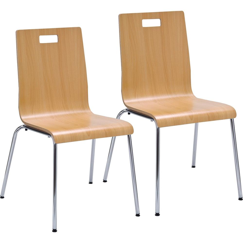 Lorell Bentwood Cafe Chairs - Steel Frame - Natural - Plywood, Bentwood - 2 / Carton. Picture 1