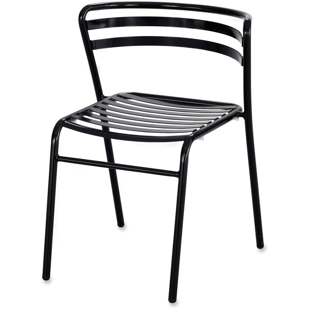 Safco Multipurpose Stacking Metal Chairs - Slate Seat - Slate Back - Black Tubular Steel Frame - Low Back - Four-legged Base - Metal - 2 / Carton. Picture 1