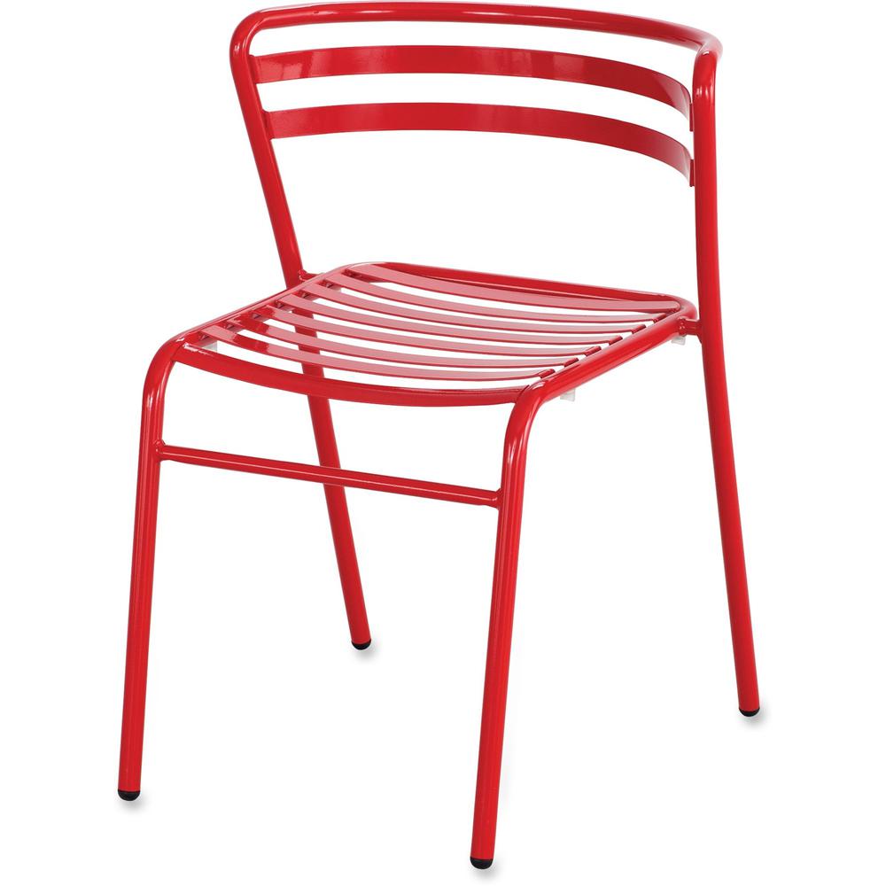 Safco Multipurpose Stacking Metal Chairs - Slate Seat - Slate Back - Red Tubular Steel Frame - Low Back - Four-legged Base - Metal - 2 / Carton. Picture 1