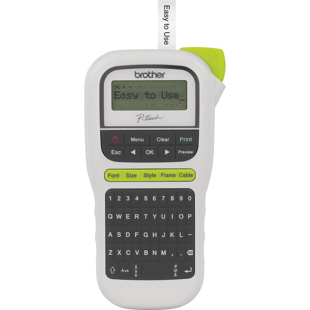 Brother P-Touch 110 Handheld Label Maker - Thermal Transfer - 0.79 in/s Mono - 3 Fonts - 180 dpi - Tape, Label - 0.14" , 0.24" , 0.35" , 0.47" - Battery, Power Adapter - 6 Batteries Supported - AAA - . Picture 1