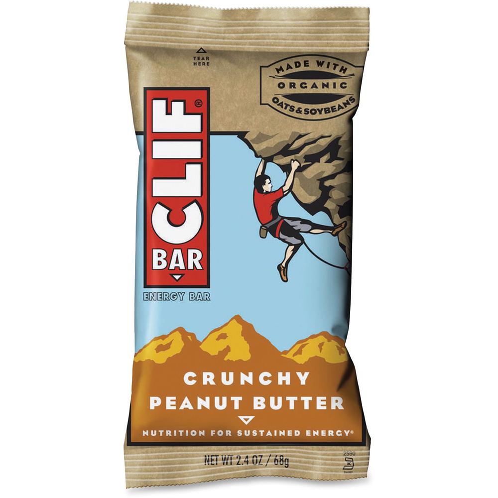 Clif Bar Crunchy Peanut Butter Energy Bar - Individually Wrapped - Peanut Butter - 2.40 oz - 12 / Box. Picture 1