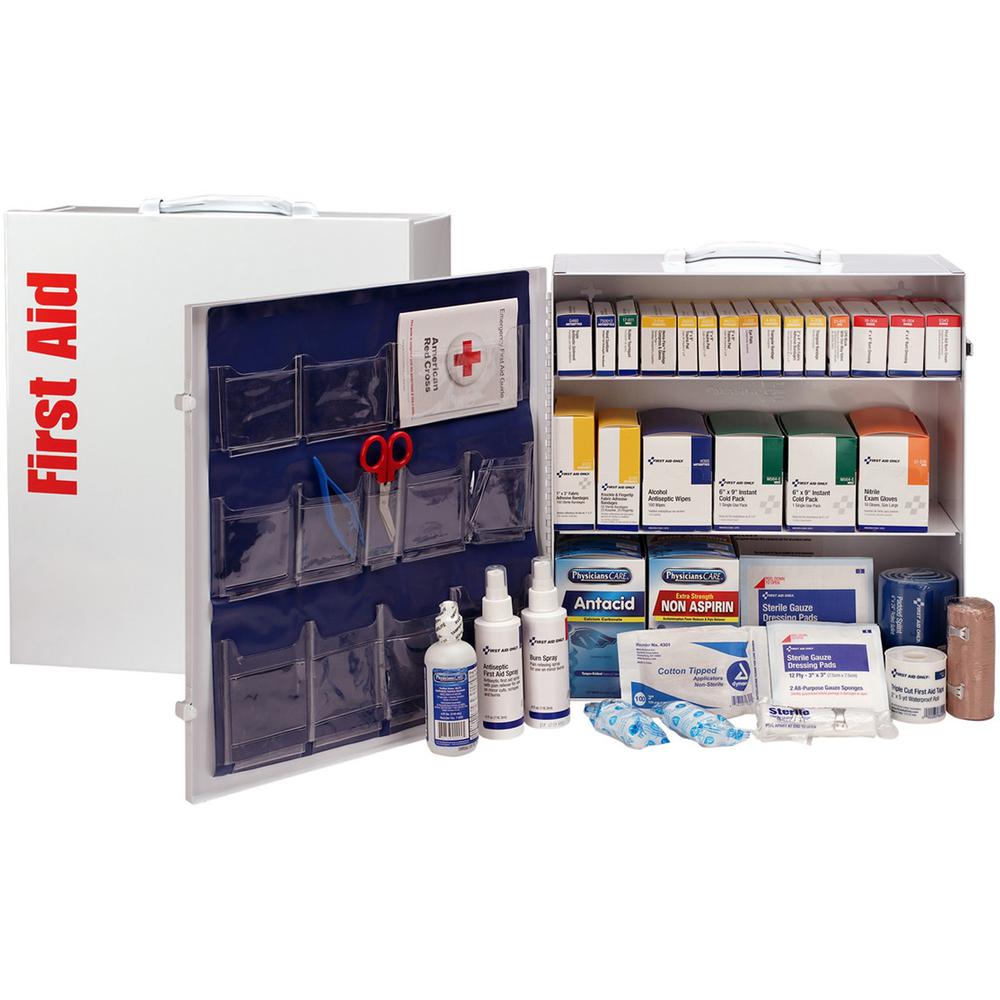 First Aid Only 3-Shelf First Aid Cabinet with Medications - ANSI Compliant - 675 x Piece(s) For 100 x Individual(s) - 15.5" Height x 17" Width x 5.8" Depth Length - Steel Case - 1 Each. Picture 1