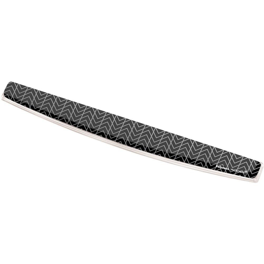 Fellowes Photo Gel Keyboard Wrist Rest with Microban&reg; - Black Chevron - Chevron - 0.75" x 18.56" x 2.31" Dimension - Black, White - Gel, Rubber - Stain Resistant, Skid Proof - 1 Pack. Picture 1