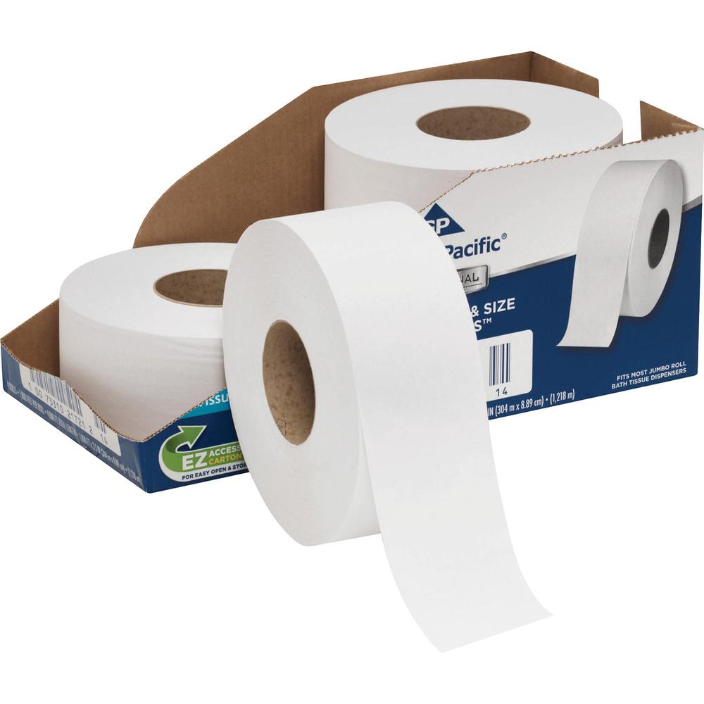 Georgia-Pacific Professional Series Jumbo Jr. Toilet Paper - 2 Ply - 3.50" x 1000 ft - 9" Roll Diameter - White - 4 / Carton. Picture 1