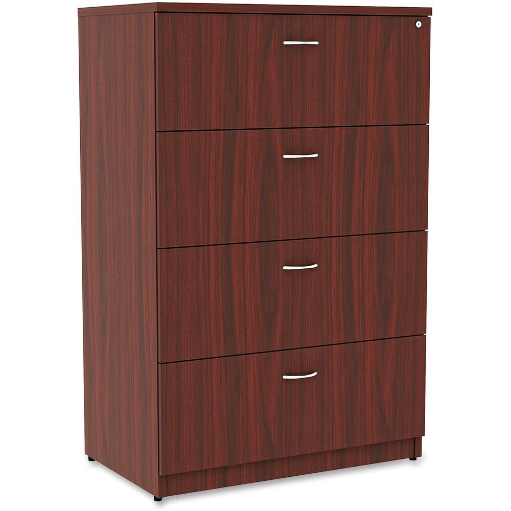 Lorell Essentials Series 4-Drawer Lateral File - 1" Top, 35.5" x 22"54.8" - 4 x File Drawer(s) - Finish: Mahogany Laminate. Picture 1