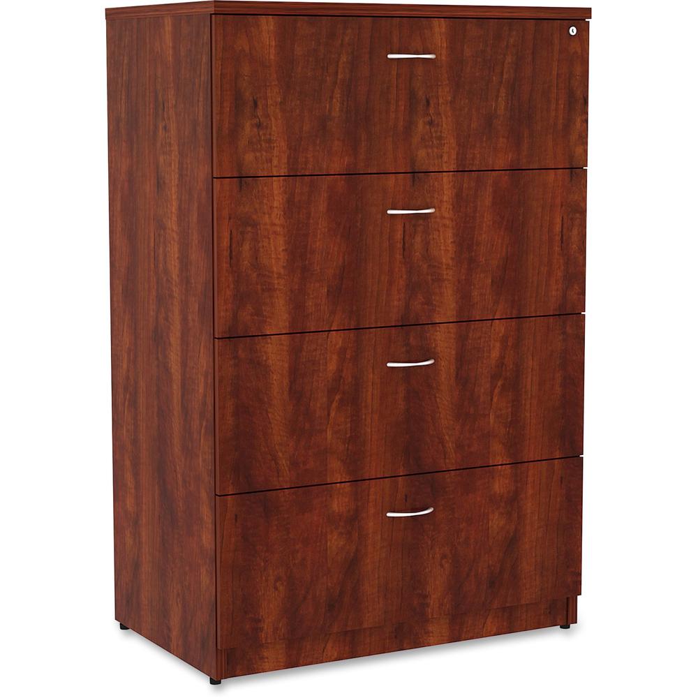 Lorell Essentials Series 4-Drawer Lateral File - 1" Top, 35.5" x 22"54.8" , 0.1" Edge - 4 x File Drawer(s) - Finish: Cherry Laminate. Picture 1