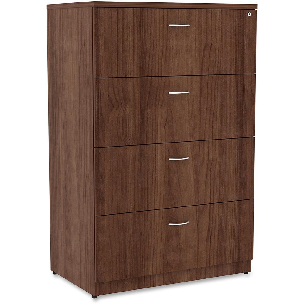 Lorell Essentials Lateral File - 4-Drawer - 1" Top, 35.5" x 22" x 54.8" - 4 x File Drawer(s) - Material: Polyvinyl Chloride (PVC) Edge - Finish: Walnut Laminate. The main picture.