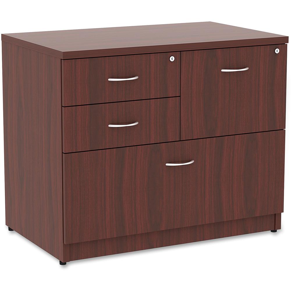 Lorell Essentials Series Box/Box/File Lateral File - 1" Side Panel, 0.1" Edge, 35.5" x 22"29.5" Lateral File - 4 x Box, File Drawer(s) - Mahogany Laminate Table Top - Versatile, Ball Bearing Glide, Dr. Picture 1