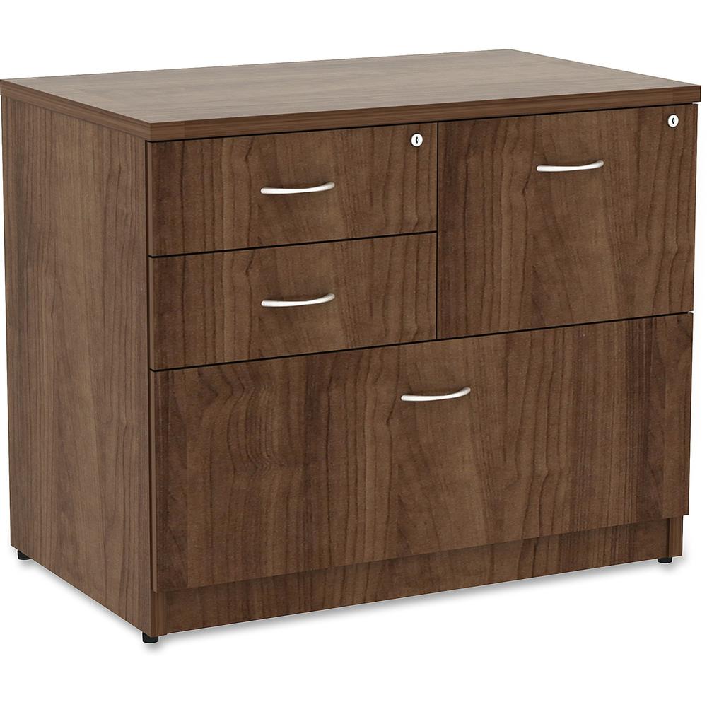 Lorell Essentials Series Box/Box/File Lateral File - 1" Side Panel, 0.1" Edge, 35.5" x 22"29.5" Lateral File - 4 x Box, File Drawer(s) - Walnut Laminate Table Top - Versatile, Ball Bearing Glide, Draw. Picture 1