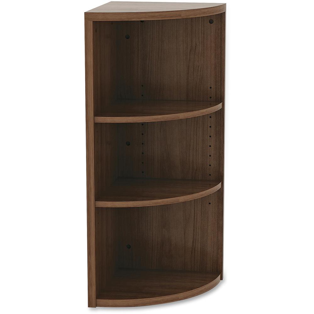 Lorell Essentials Series Hutch End Corner Bookcase - 36" Height x 14.8" Width37.8" Length%Floor - Walnut - Laminate, Polyvinyl Chloride (PVC) - 1 Each. Picture 1