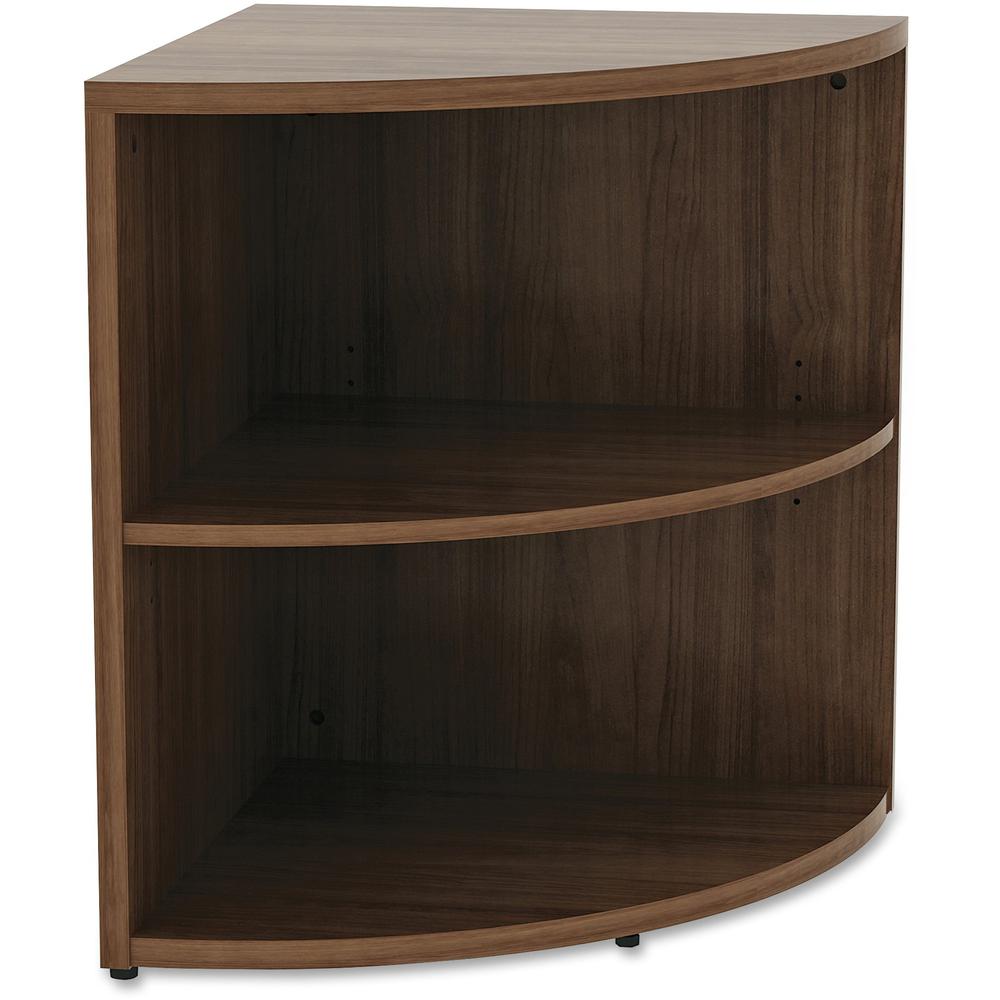 Lorell Essentials Series Desk End Corner Bookcase - 23.6" Height x 29.5" Width30.7" Length%Floor - Walnut - Laminate, Polyvinyl Chloride (PVC) - 1 Each. Picture 1