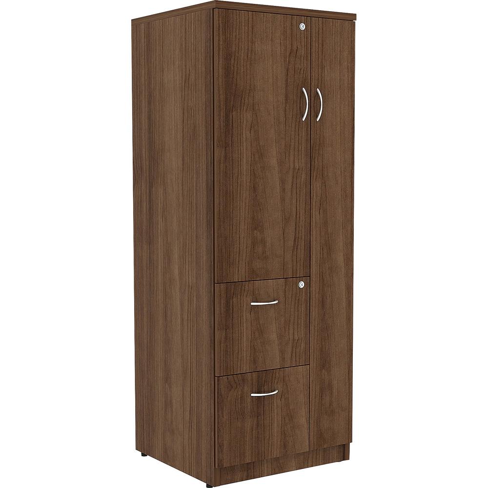 Lorell Essentials/Revelance Tall Storage Cabinet - 23.6" x 23.6"65.6" Cabinet, 0.5" Compartment - 2 x Storage Drawer(s) - 1 Door(s) - Finish: Walnut, Laminate. Picture 1