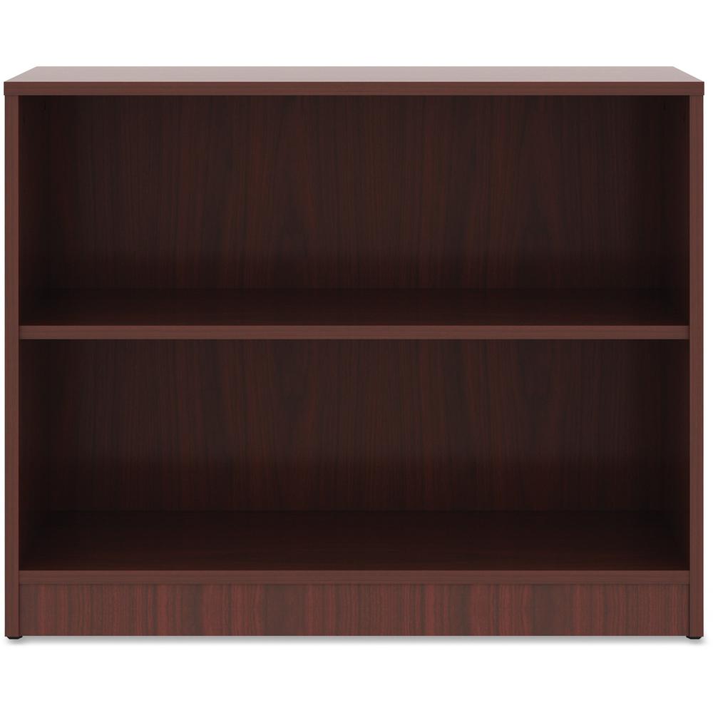 Lorell Laminate Bookcase - 2 Shelf(ves) - 29.5" Height x 36" Width x 12" Depth - Sturdy, Adjustable Feet, Adjustable Shelf - Thermofused Laminate (TFL) - Mahogany - Laminate - 1 Each. Picture 1