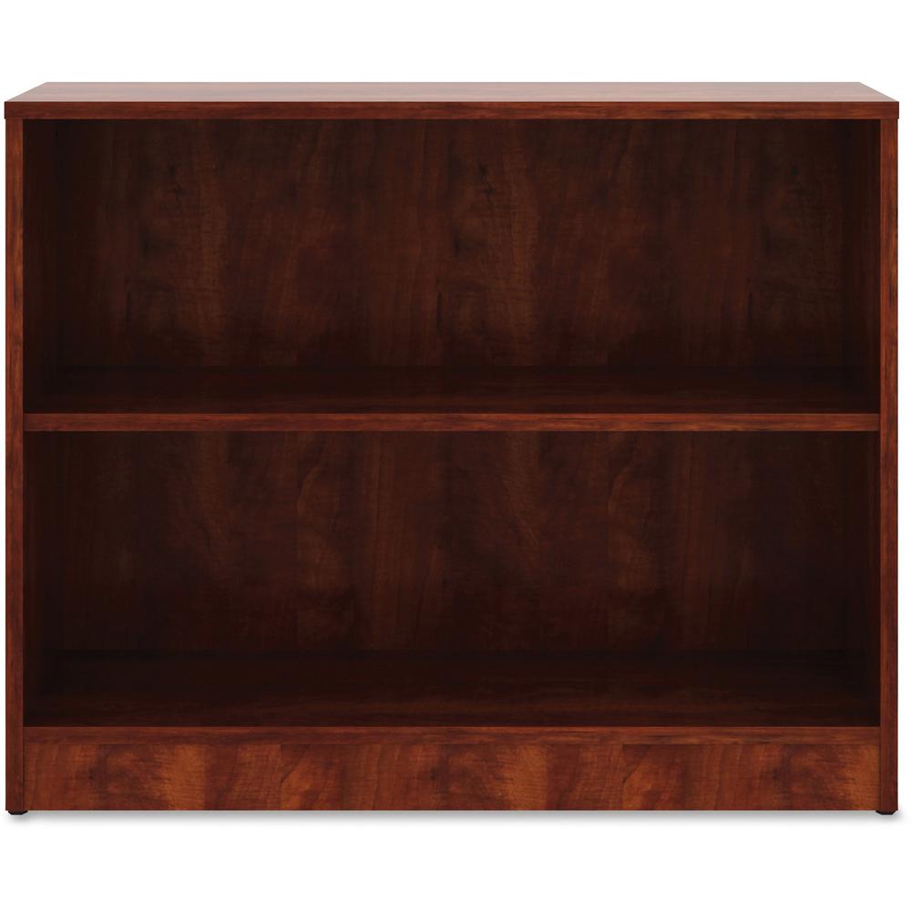 Lorell Laminate Bookcase - 2 Shelf(ves) - 29.5" Height x 36" Width x 12" Depth - Sturdy, Adjustable Feet, Adjustable Shelf - Thermofused Laminate (TFL) - Cherry - Laminate - 1 Each. Picture 1