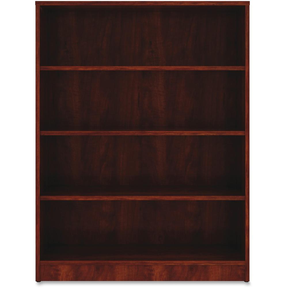 Lorell Laminate Bookcase - 4 Shelf(ves) - 48" Height x 36" Width x 12" Depth - Sturdy, Adjustable Feet - Cherry - Laminate - 1 Each. Picture 1