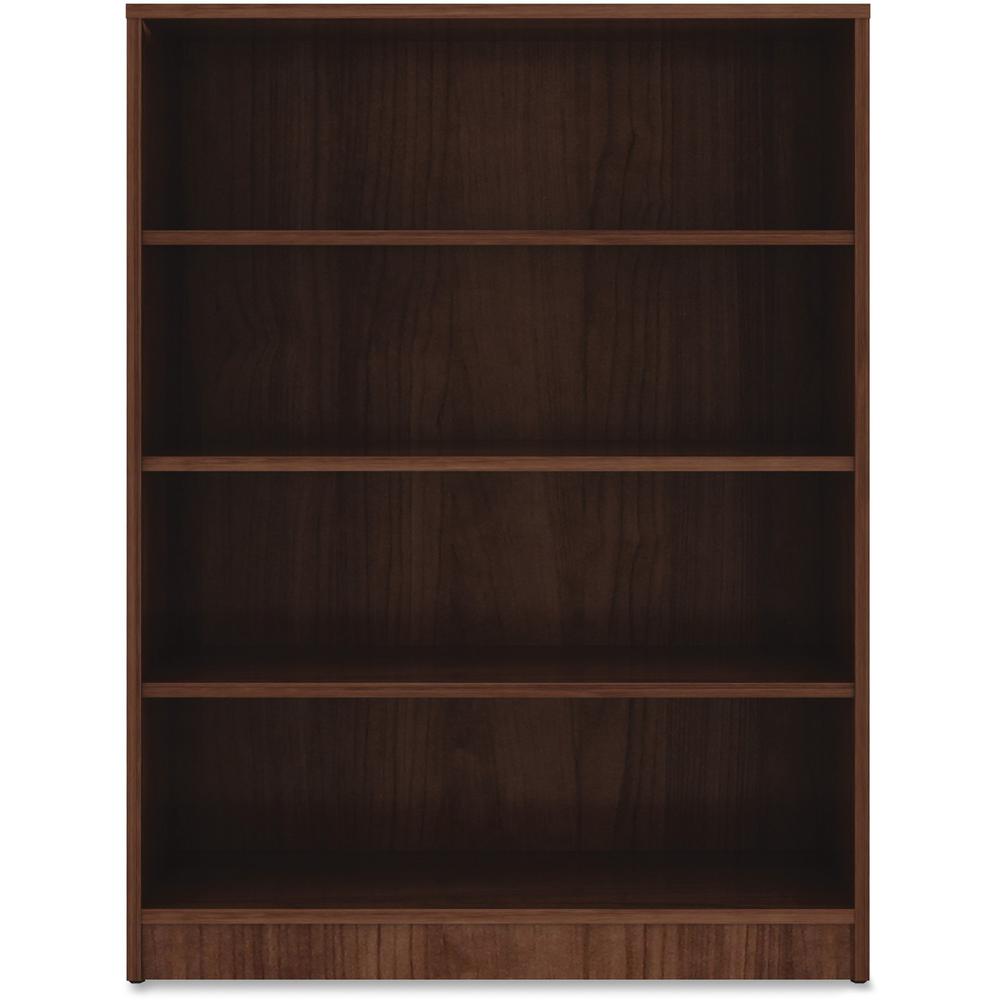 Lorell Laminate Bookcase - 4 Shelf(ves) - 48" Height x 36" Width x 12" Depth - Sturdy, Adjustable Feet - Walnut - Laminate - 1 Each. Picture 1