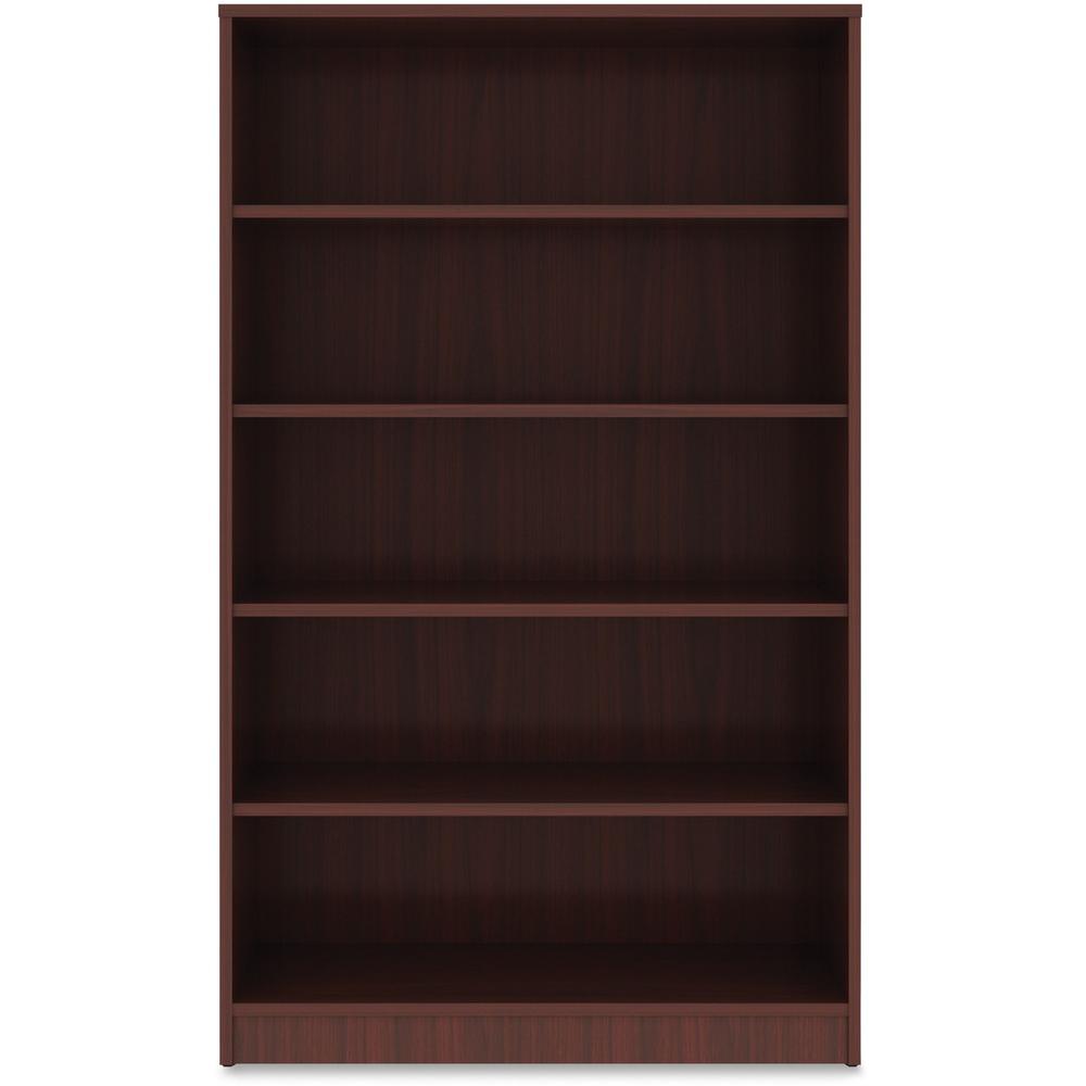 Lorell Laminate Bookcase - 0.8" Shelf, 36" x 12"60" - 5 Shelve(s) - 4 Adjustable Shelf(ves) - Square Edge - Material: Thermofused Laminate (TFL) - Finish: Mahogany. Picture 1