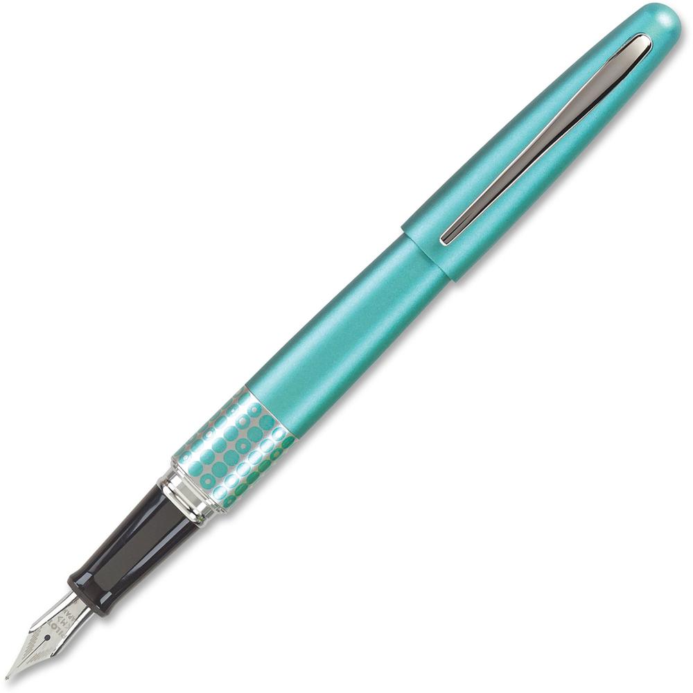 Pilot MR Retro Pop Fountain Pen - Fine Pen Point - Refillable - Black Gel-based Ink - Turquoise Barrel - 1 Each. Picture 1