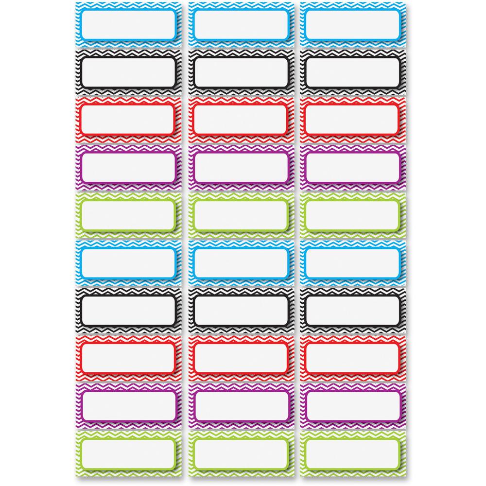 Ashley Dry Erase Chevron Nameplate Magnets - 30 x Rectangle Shape - Magnetic - Chevron - Die-cut, Write on/Wipe off, Heavy Duty - Multicolor - Foam - 1 / Pack. Picture 1