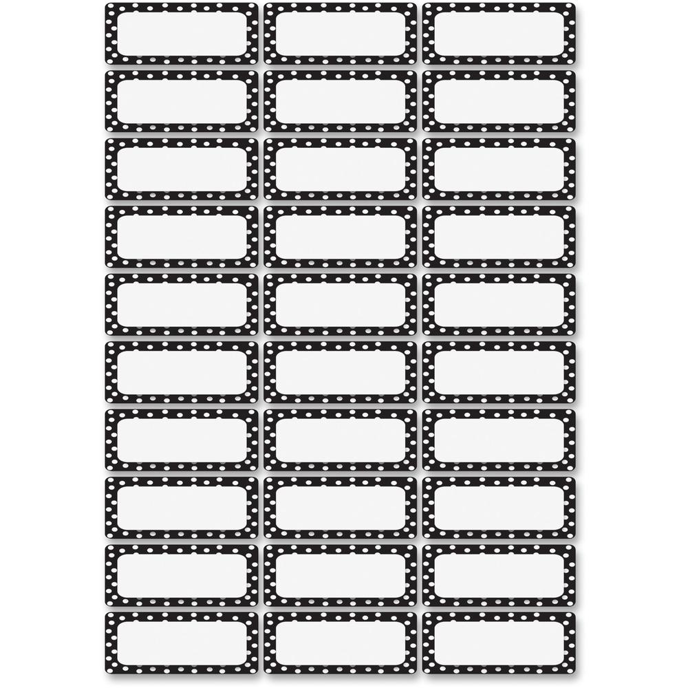 Ashley Dry Erase Black/White Dots Nameplate Magnets - Magnetic - Dotted - Die-cut, Write on/Wipe off - Black, White - 1 / Pack. Picture 1