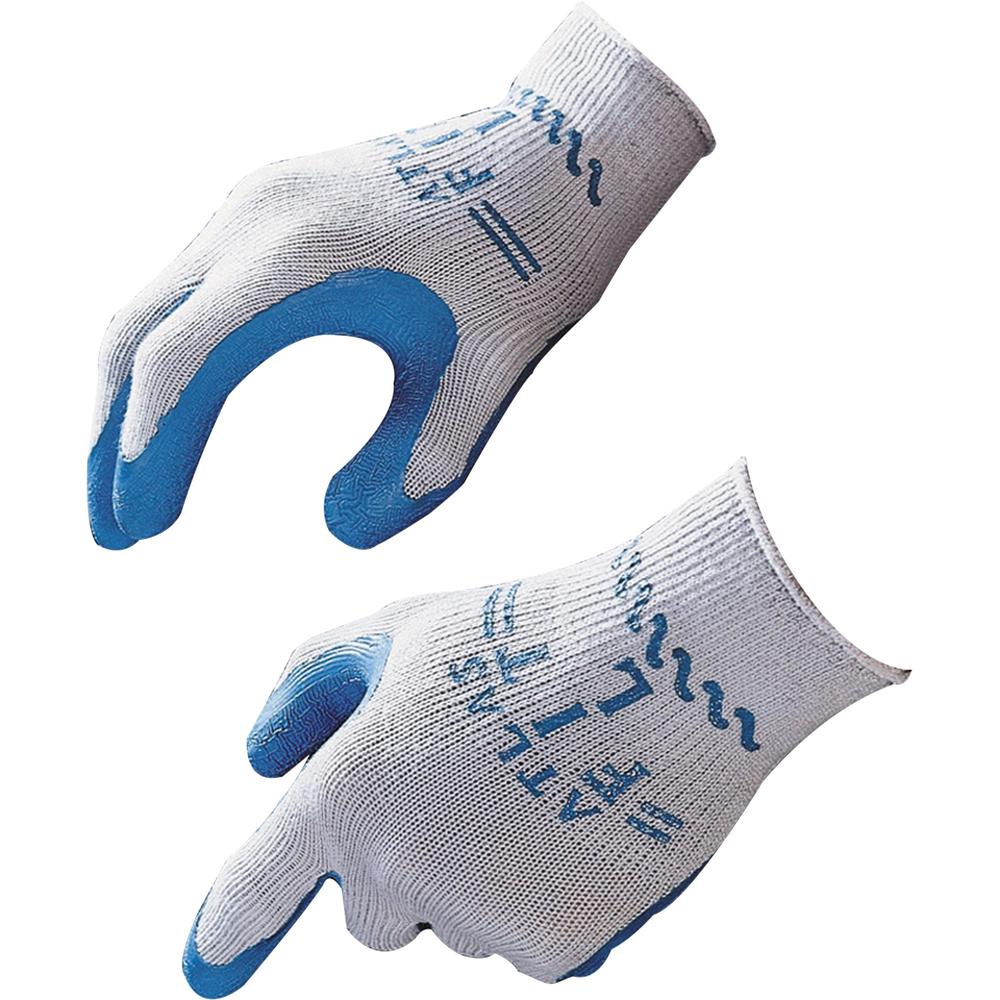 Showa Atlas Fit General Purpose Gloves - Medium Size - Blue, Gray - Comfortable, Lightweight, Elastic Wrist, Durable, Debris Resistant - 24 / Box. Picture 1