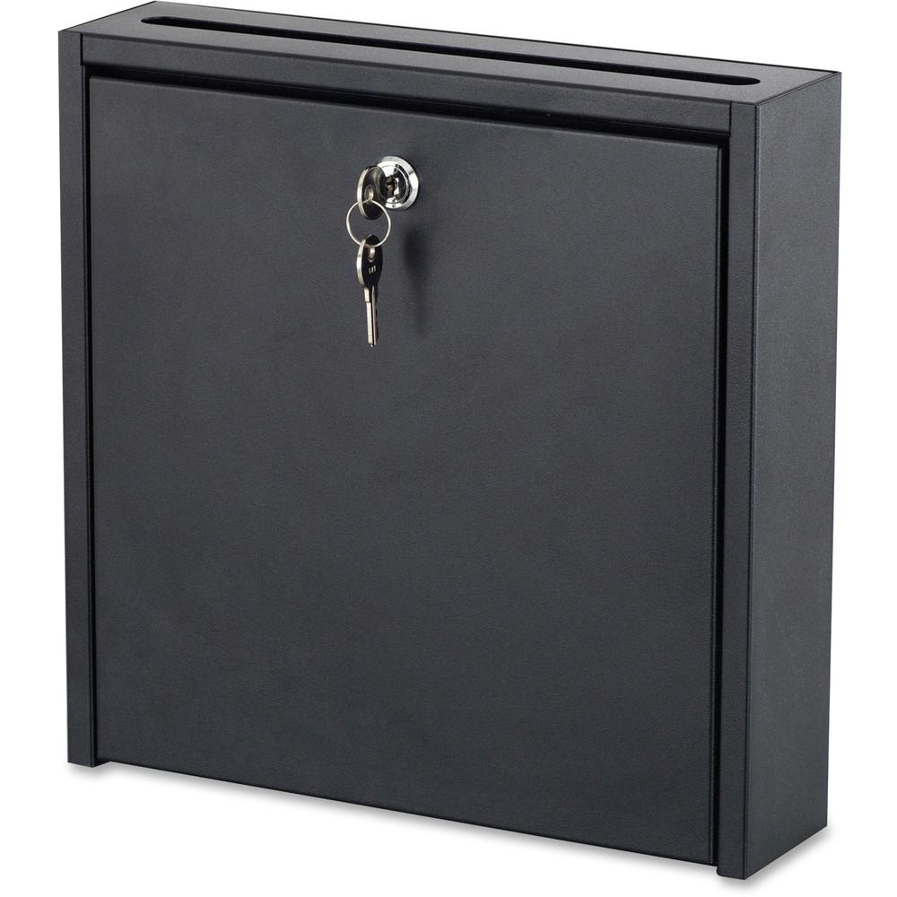 Safco 12 x 12" Wall-Mounted Inter-department Mailbox with Lock - External Dimensions: 12" Width x 12" Height - 2.92 gal - Media Size Supported: Letter - Steel - Black Powder Coat - For Mail, File, Doc. Picture 1
