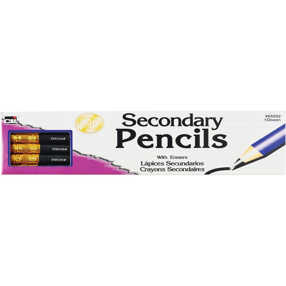 CLI Secondary Pencils with Eraser - Black Lead - Blue Barrel - 144 / Box. Picture 1