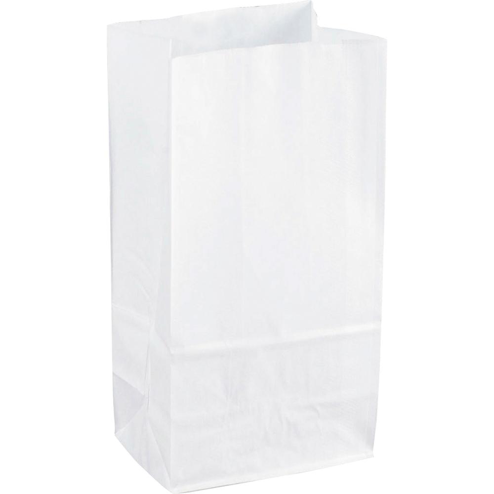 Sparco White Kraft Paper Bags - 6" Width x 11" Length - White - Paper - 100/Pack. Picture 1