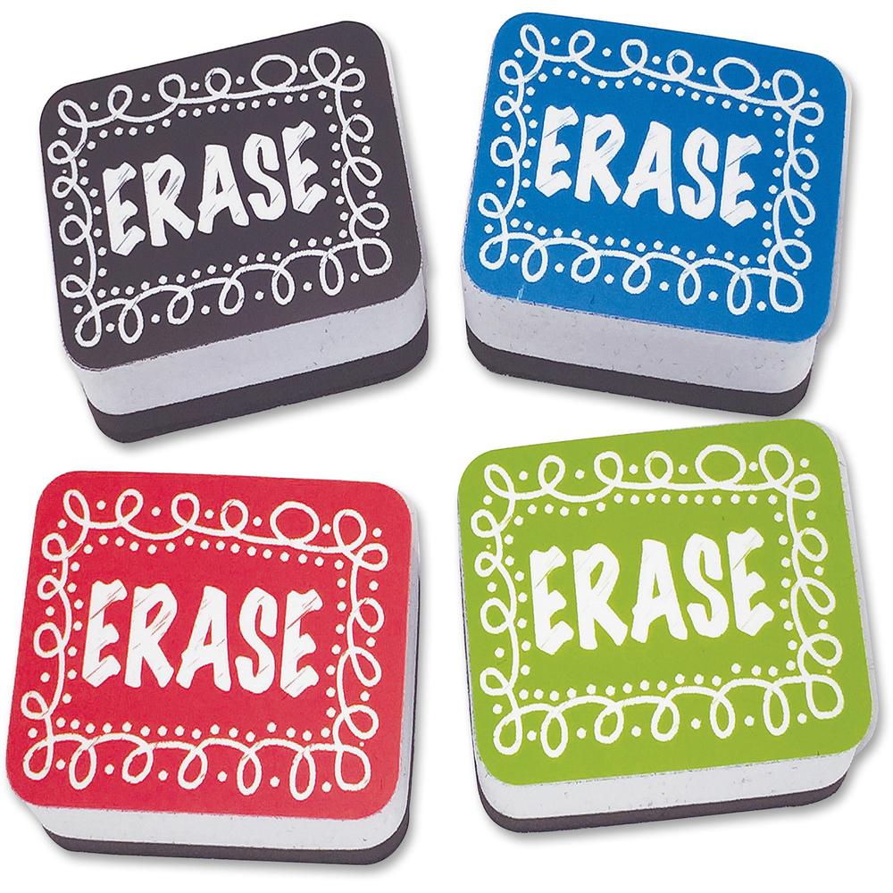 Ashley Chalk Design Mini Whiteboard Eraser - 2" Width x 1.25" Length - Lightweight, Comfortable Grip - Multicolor - 10 / Pack. Picture 1