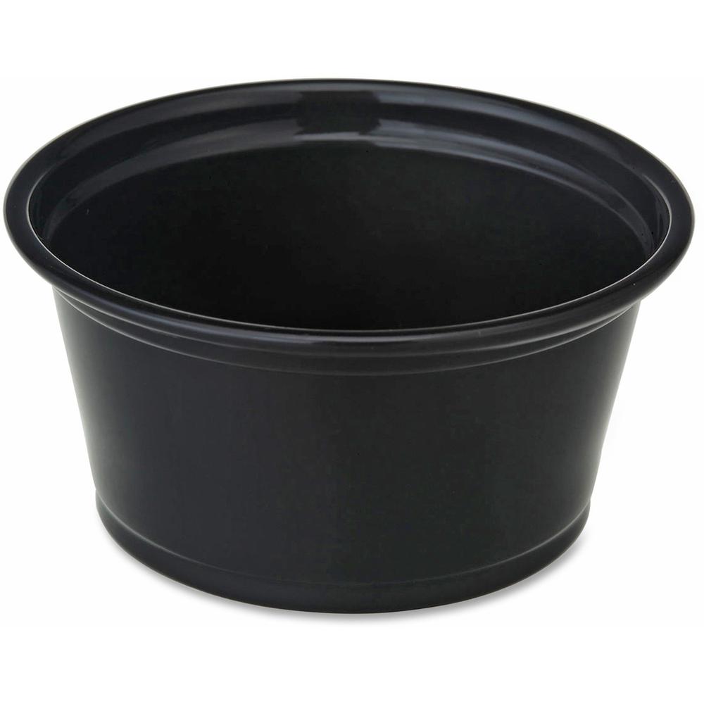 Genuine Joe 2 oz Portion Cups - 50.0 / Bag - 50 / Carton - Black - Polystyrene. Picture 1