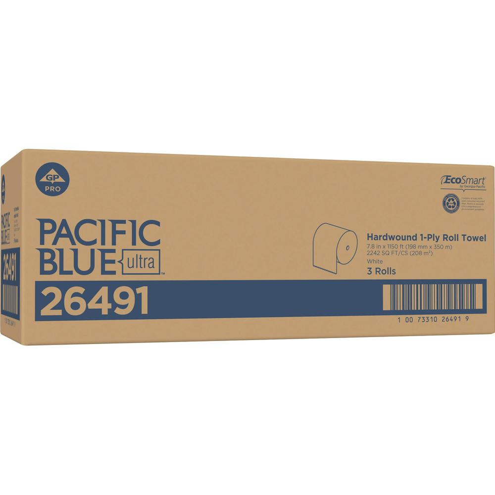 Pacific Blue Ultra High-Capacity Recycled Paper Towel Rolls - 7.87" x 1150 ft - White - 3 Rolls Per Carton - 3 / Carton. Picture 1