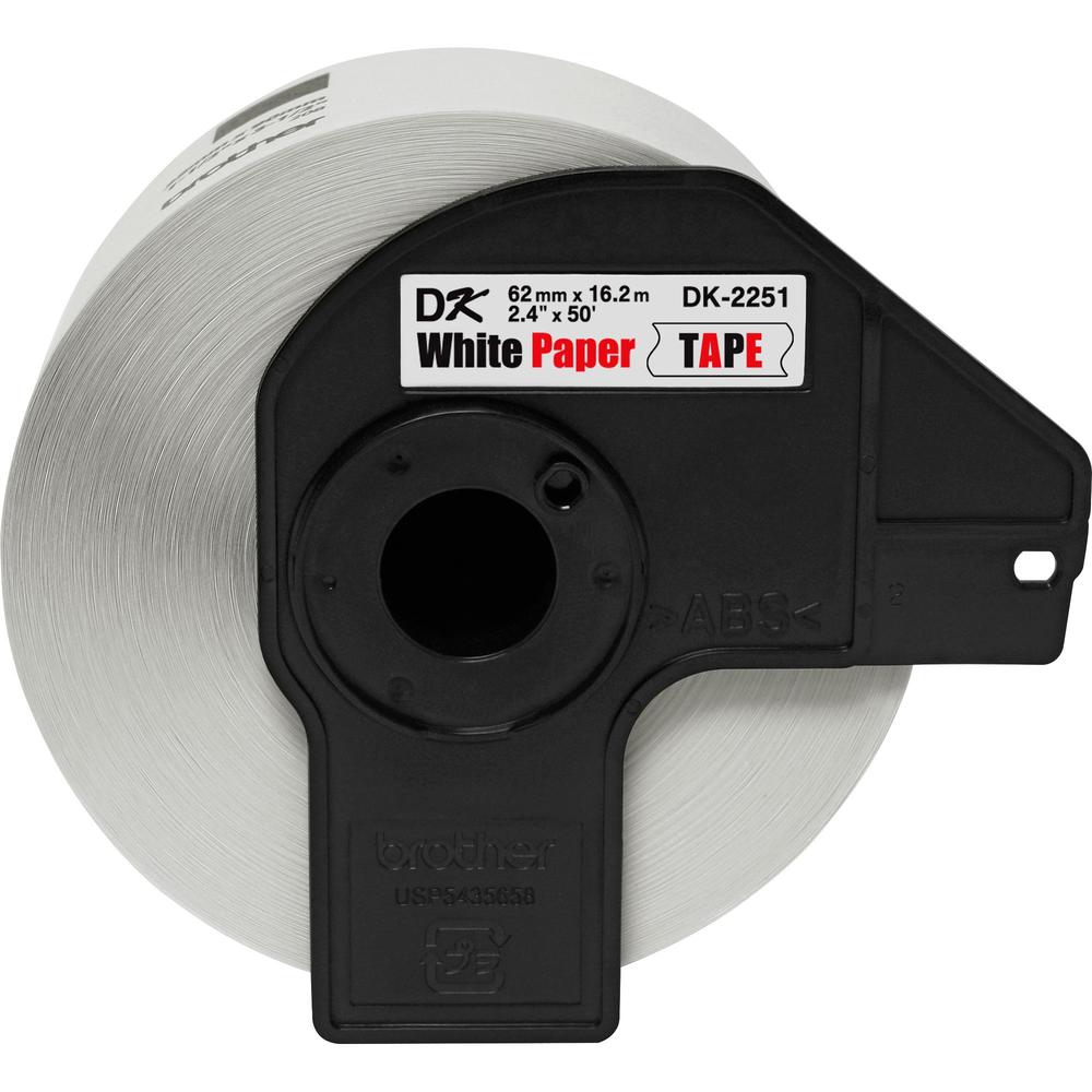 Brother DK2251 - Black/Red on White Continuous Length Paper Labels - 2.40" Width x 50 ft Length - White - Paper. Picture 1