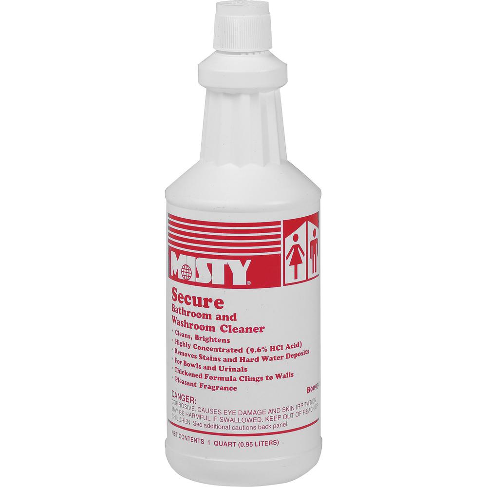MISTY Secure Bathroom/Washroom Cleaner - 32 fl oz (1 quart) - Mint Scent - 12 / Carton - Fast Acting, Easy to Use - Blue. Picture 1