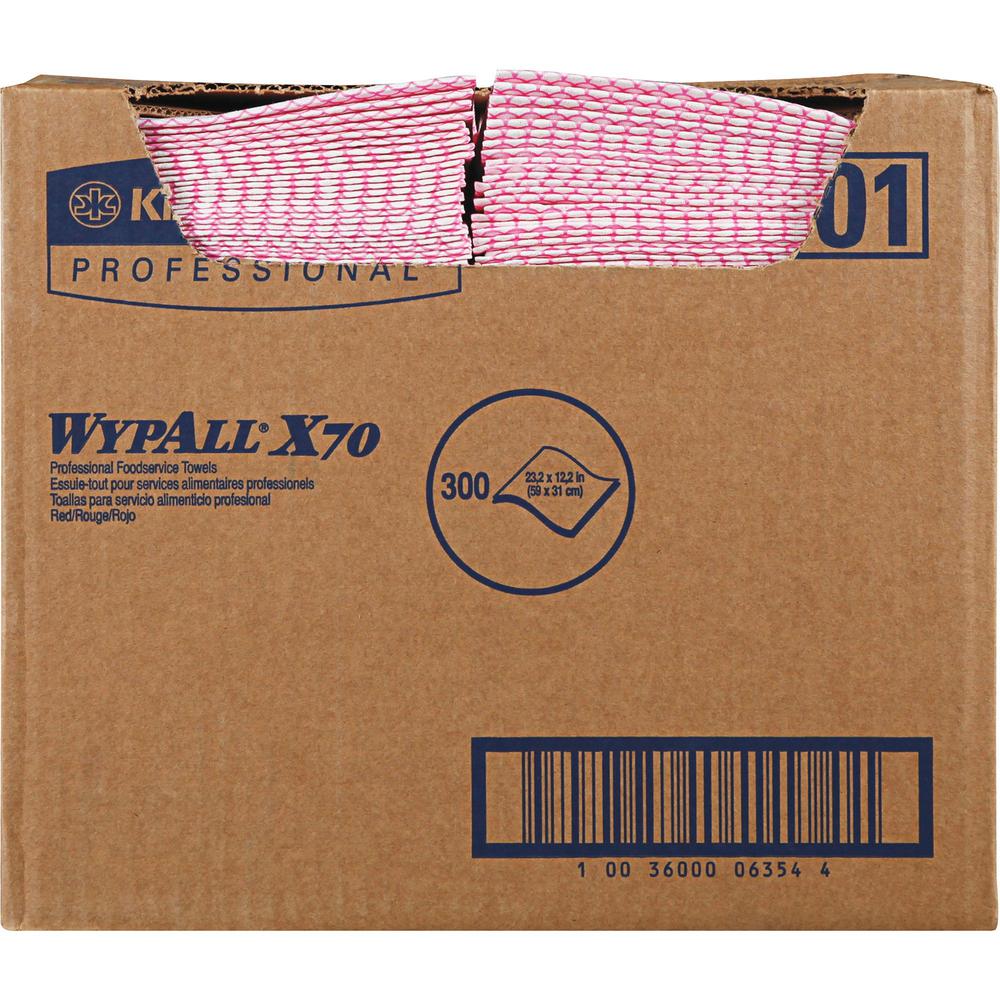 Wypall X70 Red Foodservice Wipers - Wipe - 300 / Carton - Red. The main picture.